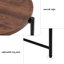 Table basse élégante avec plateau rond et base ovale, couleur noyer brun, 2 compartiments de rangement pour le salon