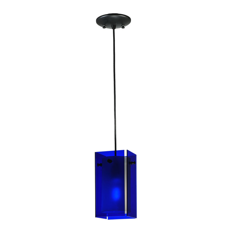 Luminaire suspendu rectangulaire 1 lumière, Bleu, Noir