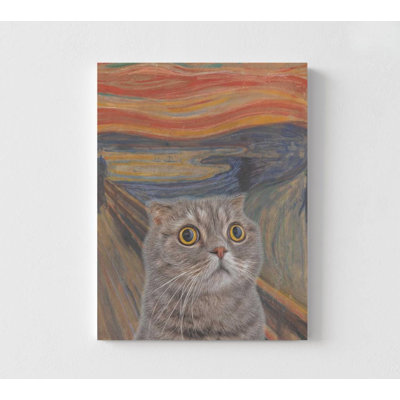 Reproduction d'art de chat surréel, papier aquarelle