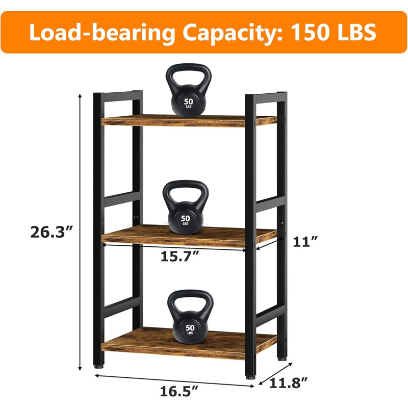 Bookcase With Steel Frame, Narrow Bookshelf For Storage And Organization, Open Shelf Design For Living Room, Home Office, Study