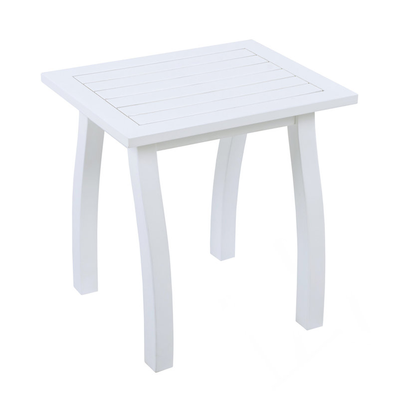 Table de bout rectangulaire en bois d'acacia en polyuréthane blanc, table de bout rectangulaire résistante aux intempéries