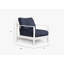 White Aluminum Outdoor Armchair Conversation Set, Deep Sea Navy