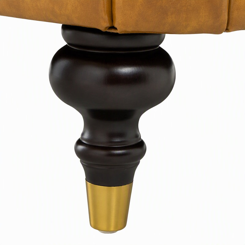 Canapé Chesterfield classique de 88,5 pouces en similicuir avec capitonnage profond