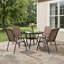 Ensemble de salle à manger de patio 4 personnes avec chaises empilables Textilene-1108419910