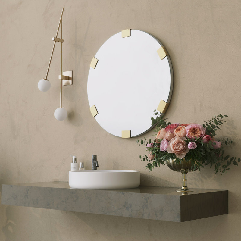 Modern Decorative Mirror, 23.6 Inches Diameter, Gold Finish | 100% Hardboard Backing, Thickness: 0.7 Inches | Stylish Home Accent for Living Room, Bedroom & Entryway | Eye-Catching Design & Premium Quality