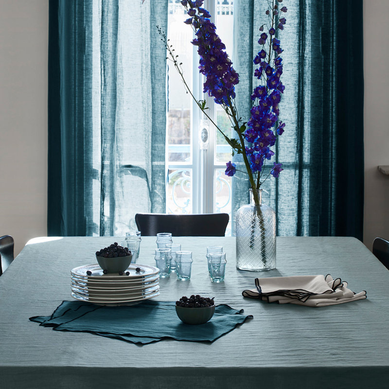 Carlina Pencil Pleat Semi Sheer Sliding Curtain, Dark Blue, Width 144 x Drop 280cm