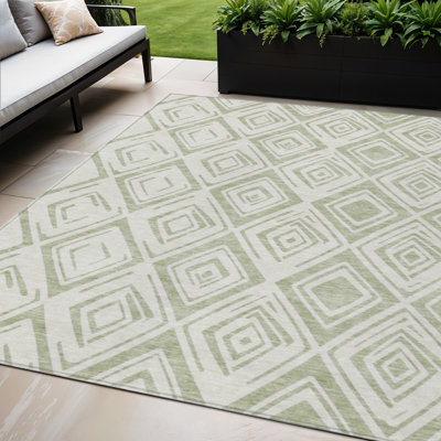 Tapis intérieur lavable à motif géométrique ivoire 5 pi x 8 pi