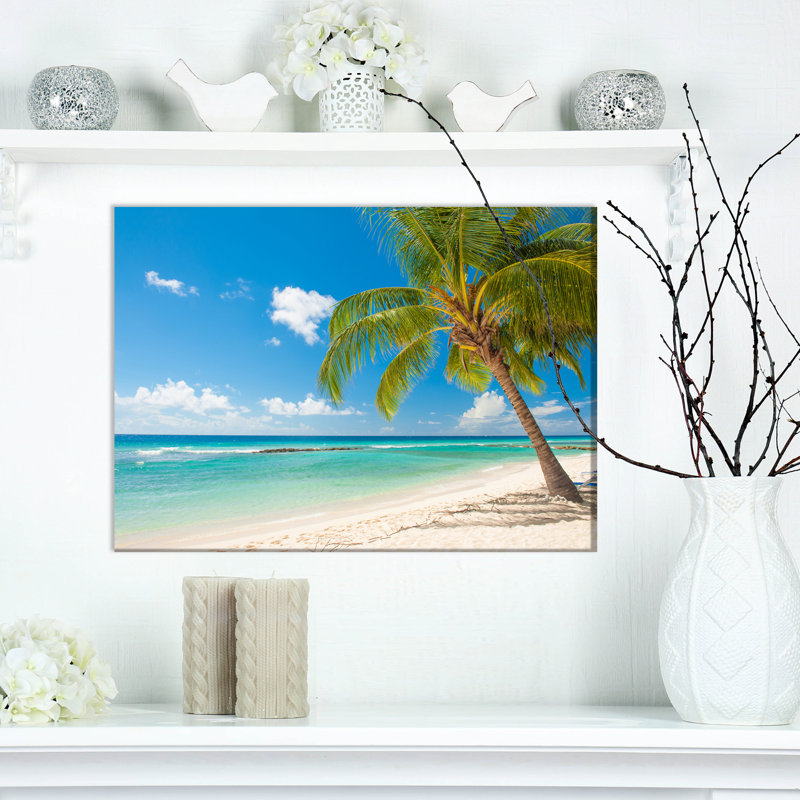 «Landscape Palm Tree over White Sand», reproduction de photo sur toile tendue, H 20 po x l 20 po x P 1 po