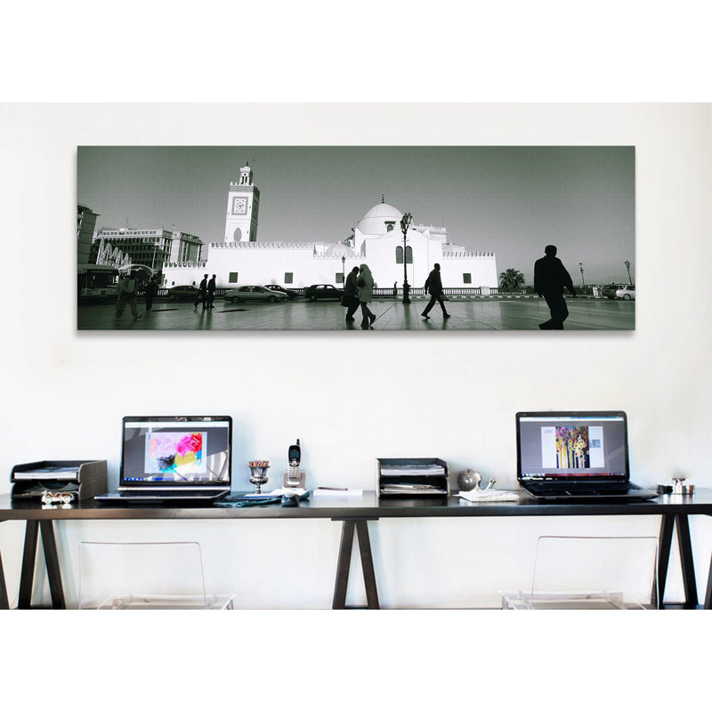" Cars Parked In Front Of A Mosque, Jamaa-El-Jedid, Algiers, Algeria " by Panoramic Images, 24" H x 72" W x 1.5" D