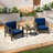 Junco Teak Outdoor Two-Person Patio Set With Cushions And Side Table-124178249-124178244