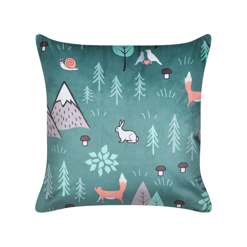 Kirshe Green Square Throw Cushion With Filling
