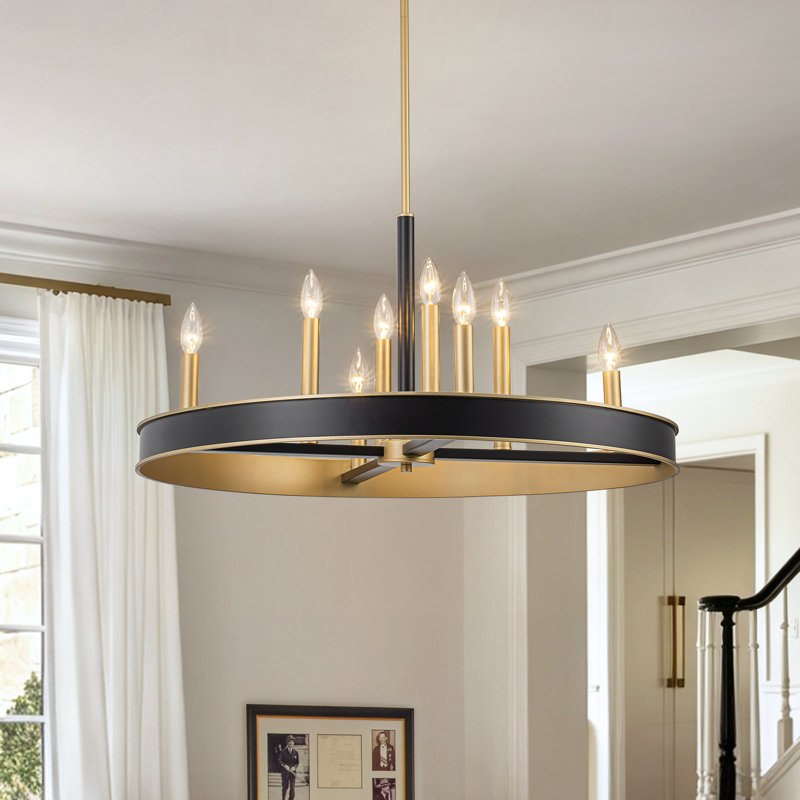 8-Light Transitional Wagon Wheel Candle Chandelier