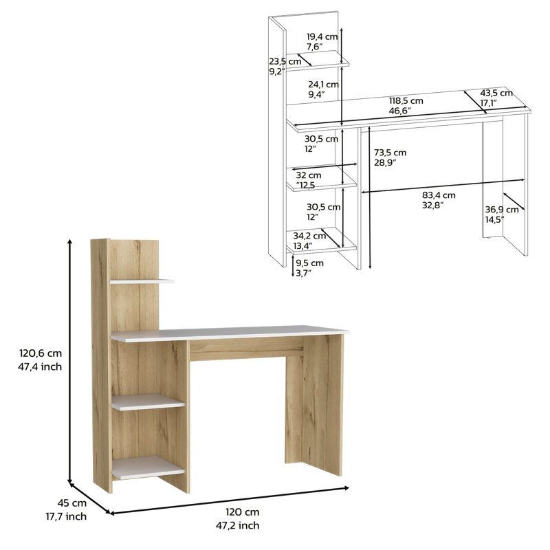 Bureau Avantika, Blanc / Chêne clair