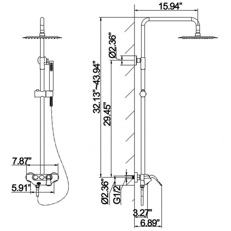 Complete Shower System with Rough-in Valve