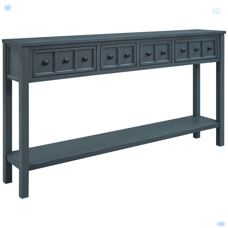 Rustic Entryway Console Table, Long Sofa Table, Navy