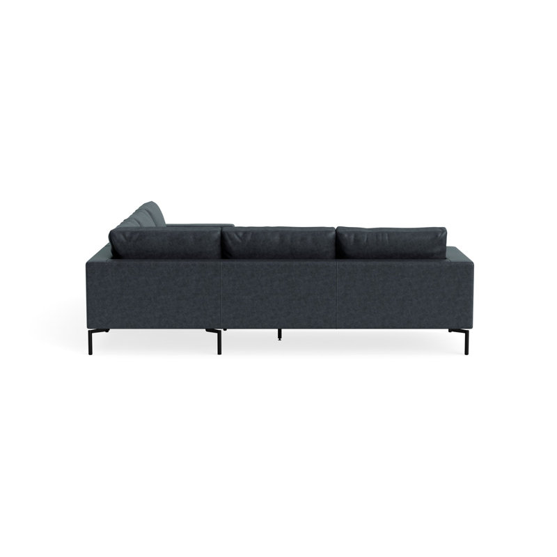MTO - The New Standard L-Shaped Sectional - Small with Black Legs, Left, Ink Leather