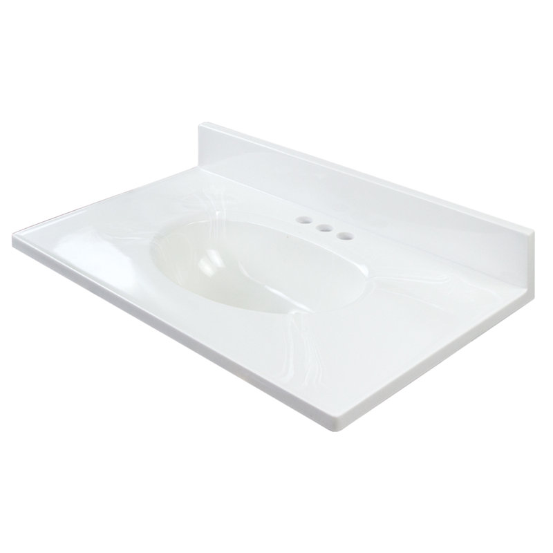Dessus de salle de bain simple 25 po meuble-lavabo, Blanc cassé