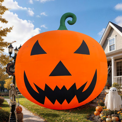 Décoration de citrouille gonflable géante d'Halloween 26 pi avec ventilateur pour la fête d'Halloween dans la cour extérieure (sans lumières DEL)