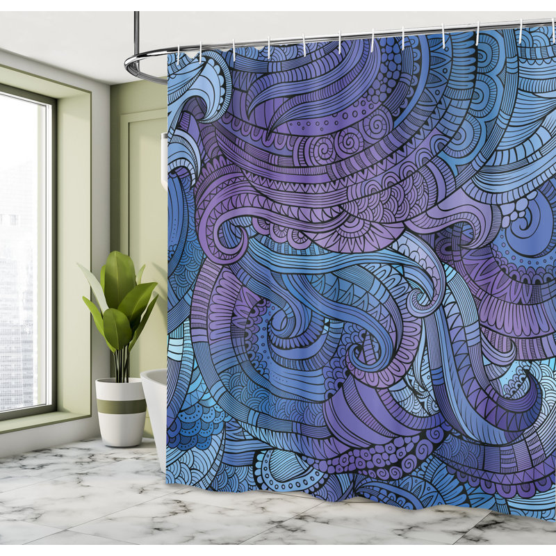 Abstract Shower Curtain with Hooks Included, 70" H x 69" W