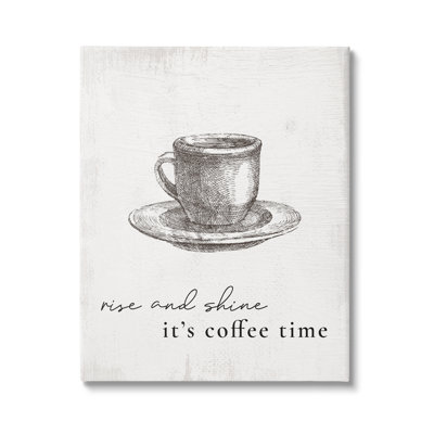 Rise And Shine Coffee Time Morning, inspiration, encadré blanc, estampe numérique de Daphne Polselli