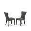 Ensemble de salle à manger 9 pièces comprenant une table rectangulaire à pieds en V et 8 chaises rembourrées en lin foncé Gotham, 101,6 x 182,9 cm, multicolore-1013354888-1013354889-1013354893
