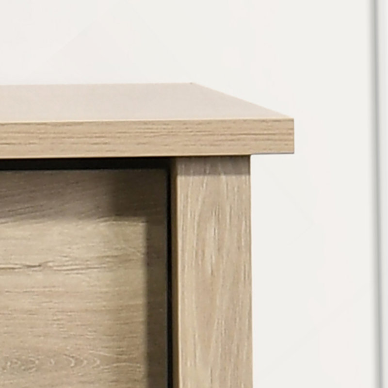 Commode 4 tiroirs avec poignées en métal, Chêne clair