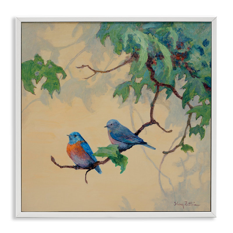«Birds Together», estampe numérique de Floy Zittin, H 12 po x l 12 po, Estampe numérique encadrée blanc bord de mer