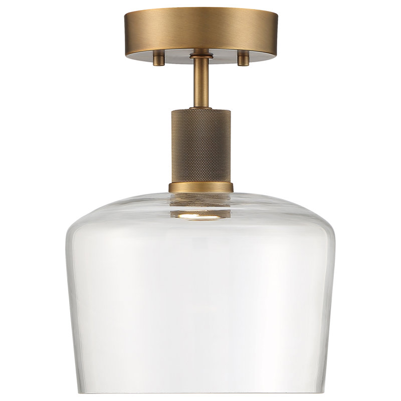 Aarian LED Semi-Flush - Clear Glass - Dedicated LED, Antique Brushed Brass