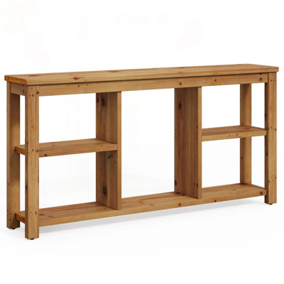 Solid Wood Adjustable Shelf Console Table with Customizable Storage