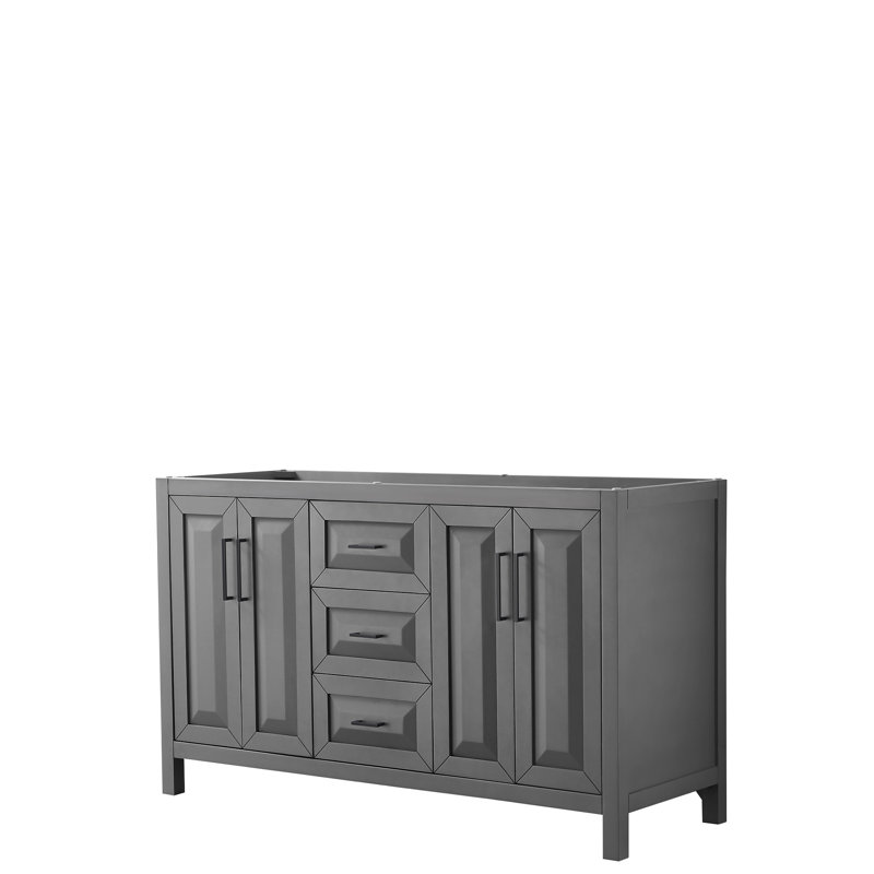 Daria 59'' W Double Bathroom Vanity Base, Dark Gray/Matte Black