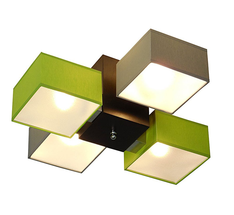 Miranda Semi Flush Mount, Dark brown, Dark grey and green