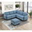 Chaise de salon modulaire 1 pièce en bois massif capitonné bleu
