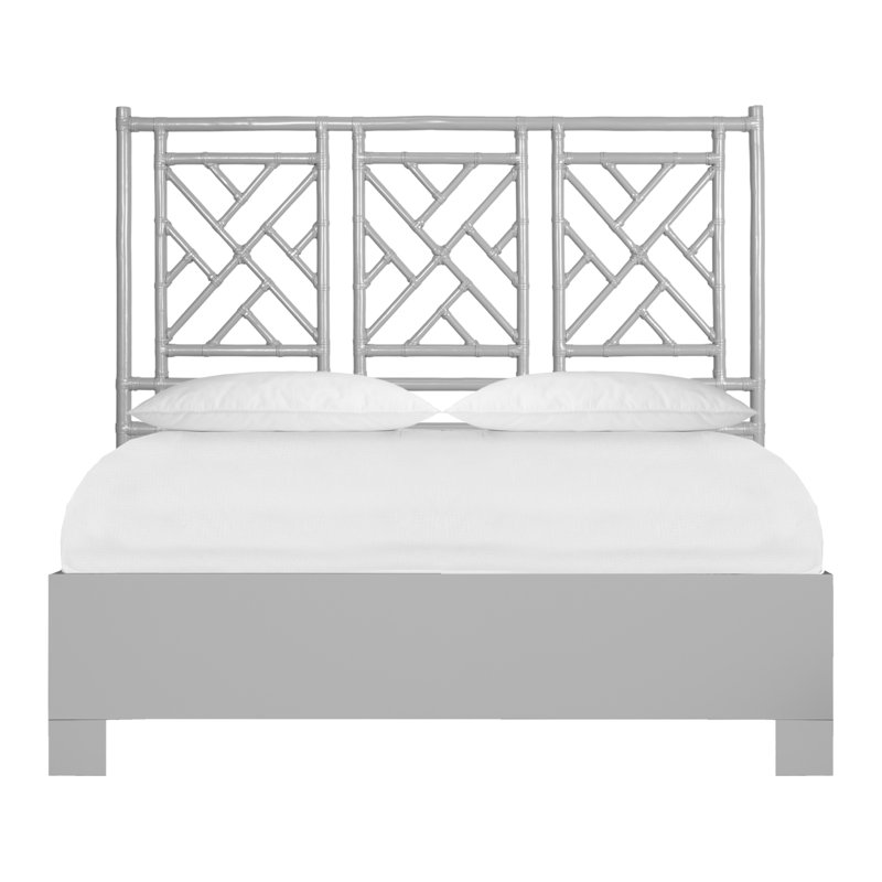 Chippendale Open-Frame Bed, Light Gray, Full