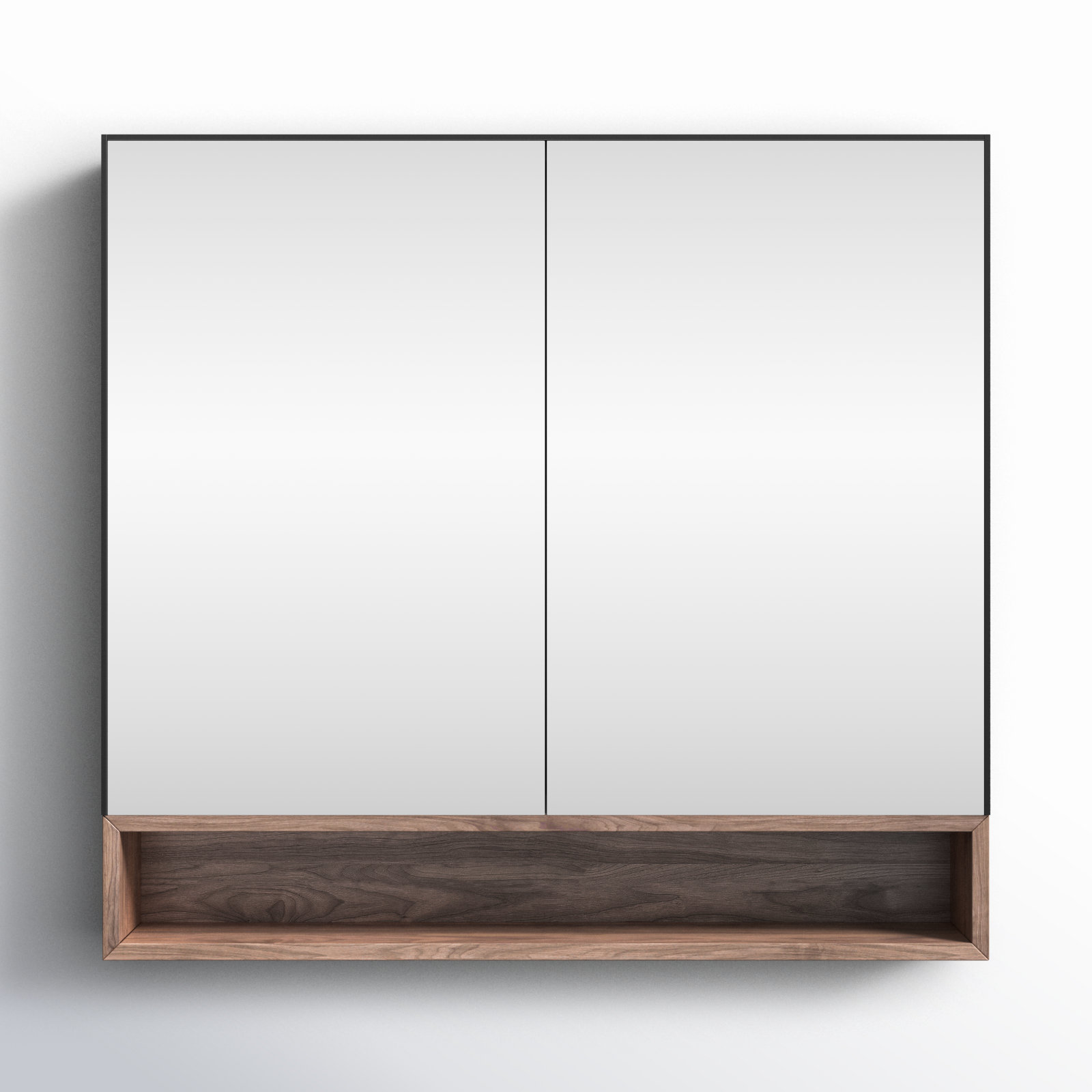 Tito Surface Medicine Cabinet, Matte Black/Walnut