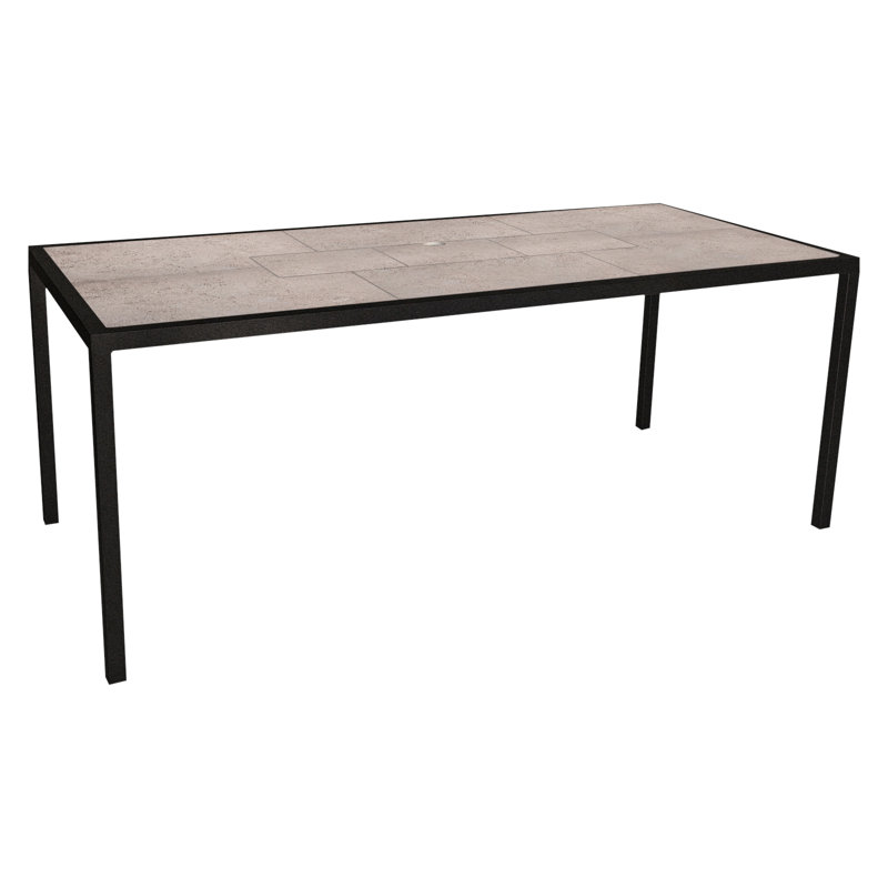 Quadra Outdoor Rectangle Dining Table, Summit Gray, Carbon Black