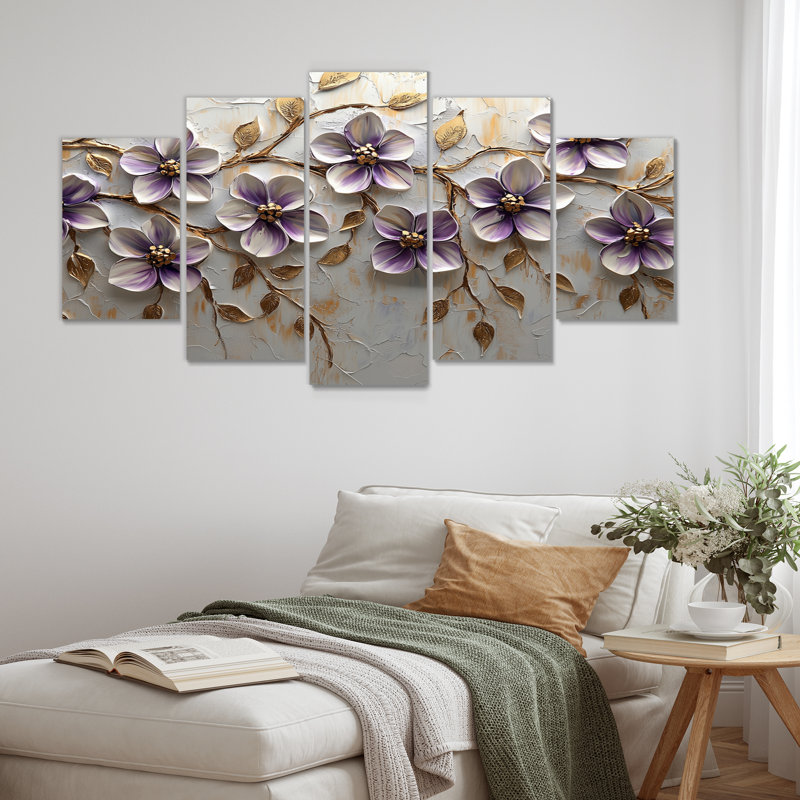Ensemble d'illustrations murales lilas - lilas