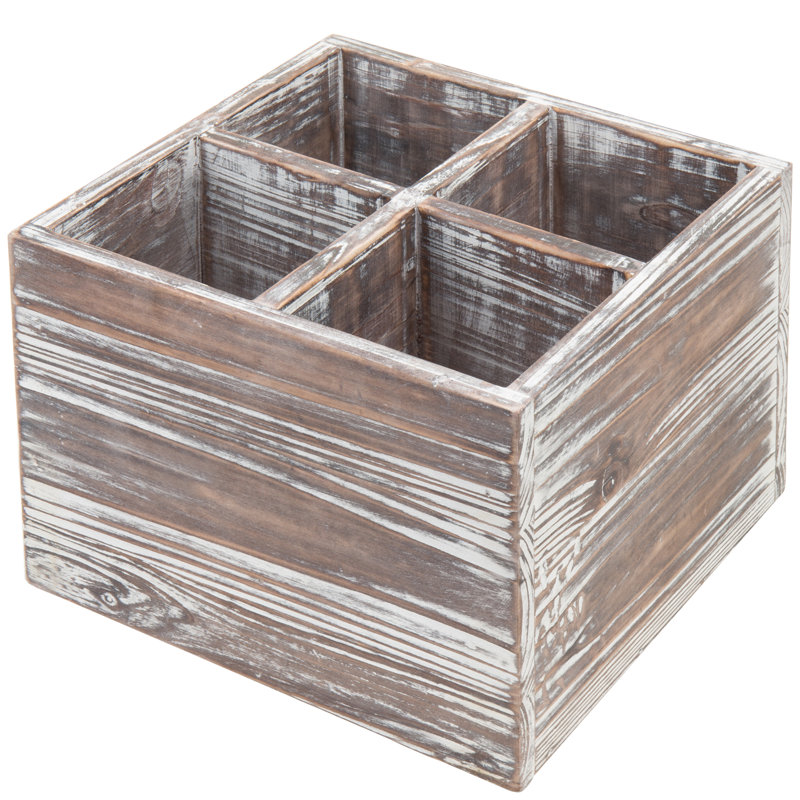 Wood Square Utensil Crock