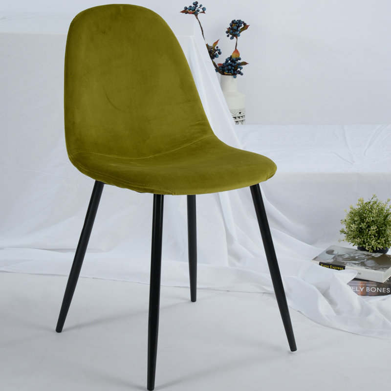 Santa Clara 45cm H Velvet Upholstered Dining Chair, Lime Green, Black