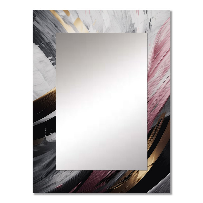 Rose et or mystérieux Marble IX - miroir décoratif en marbre, miroir mural rose, impression d'art en métal, 32 po x 24 po