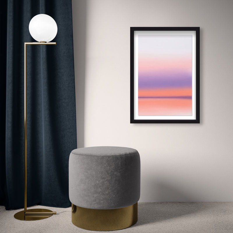 Peach Coastline Print by Oliver Gal, 16.5"H x 11.5"W, Black Shadowbox