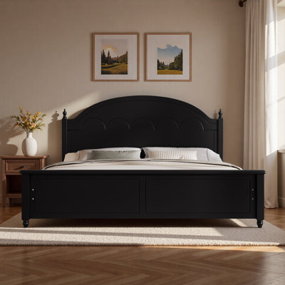 Wooden Bed Frame With Arched Headboard