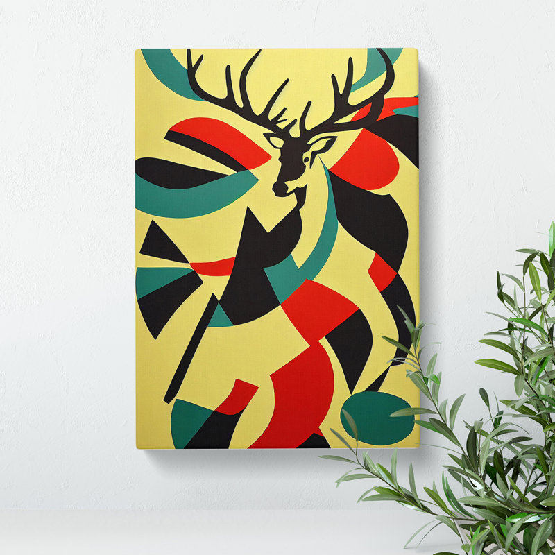 Abstract Stag Art No.2 - Wrapped Canvas Print, 50cm H x 35cm W x 3cm D