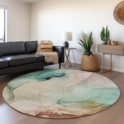 Premium Machine Washable Cerrito AMF521 Teal Rug