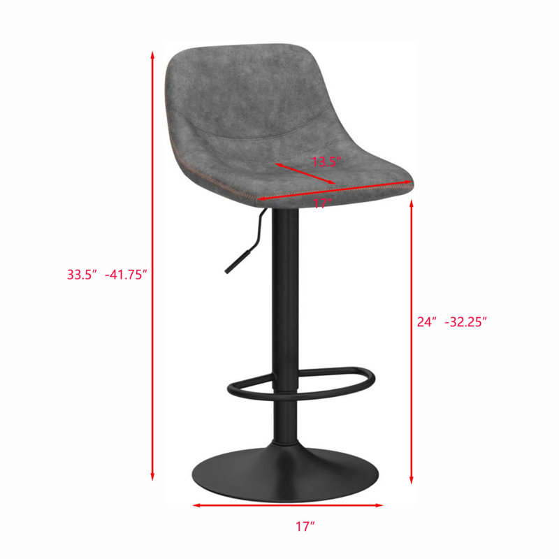 Adjustable Brown Leather Swivel Bar Stools with Footrest