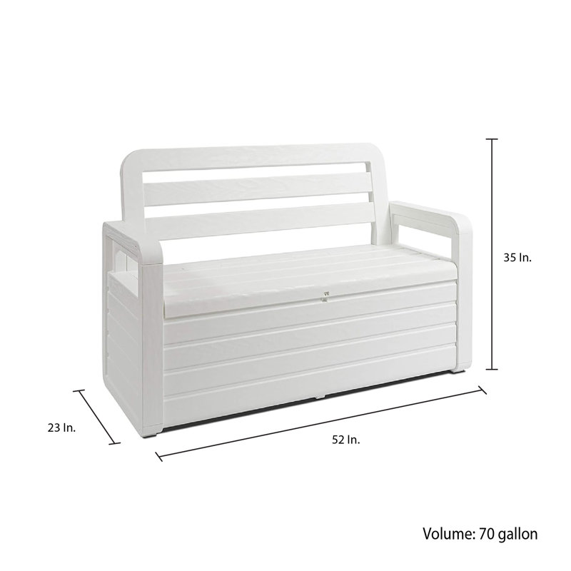 White Resin Outdoor Storage Bench with Lockable Lid