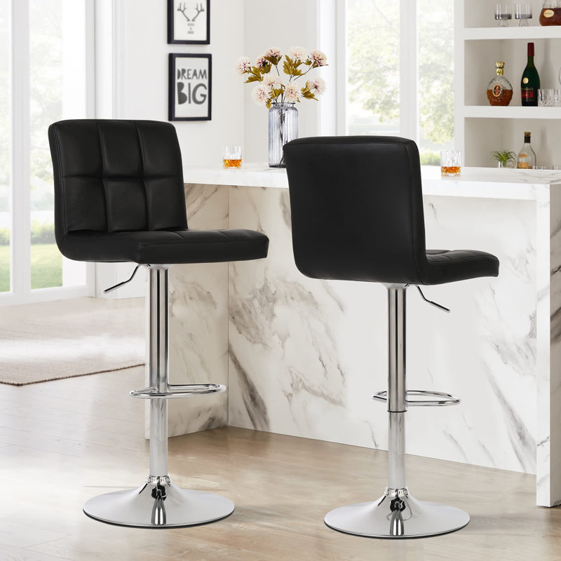 Adjustable Height Counter Stool with Metal Frame, Black