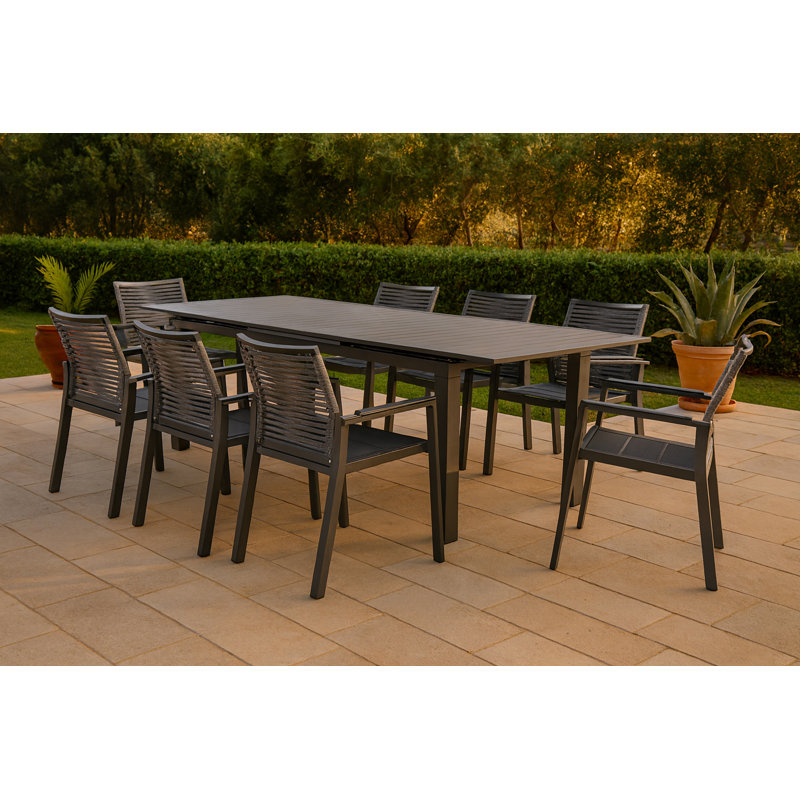 Chaise de patio avec coussin Oan Winnfield, Gris foncé, Gris foncé