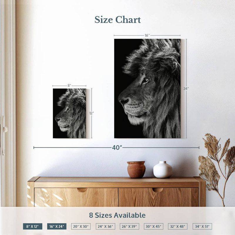 Brampt Lion Side Profile, 12" H x 8" W