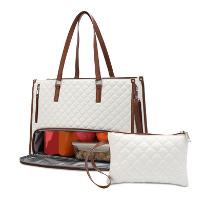 Women's Insulated Laptop Tote, PU Leather Work Briefcase