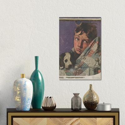 Boy And Dog In Quilt by Norman Rockwell - 1 Piece Wall Art on Canvas